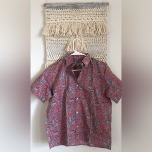 Liberty of London Men’s Button Down Floral Paisley Short Sleeve Shirt Size Large